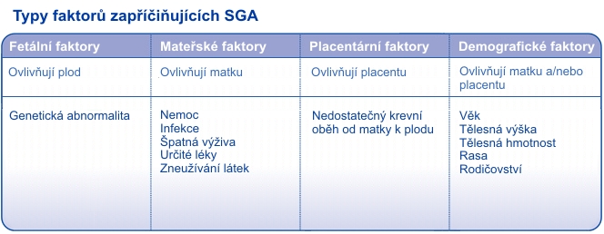 Typy faktorů, které zapříčiňují SGA